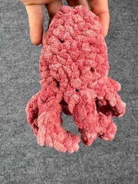 Handmade Crochet Octopus Plushie – Pink Chenille Amigurumi Soft Toy – 5" Small